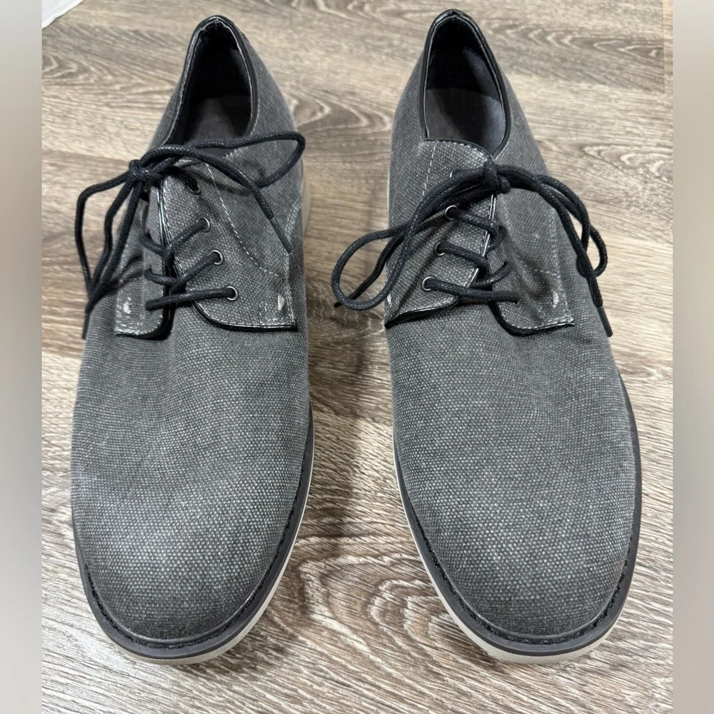 Izod Mens Shoe 8M Gray Lace-Up Dressy Canvas Memory Foam Bruce Preppy Minimalist
